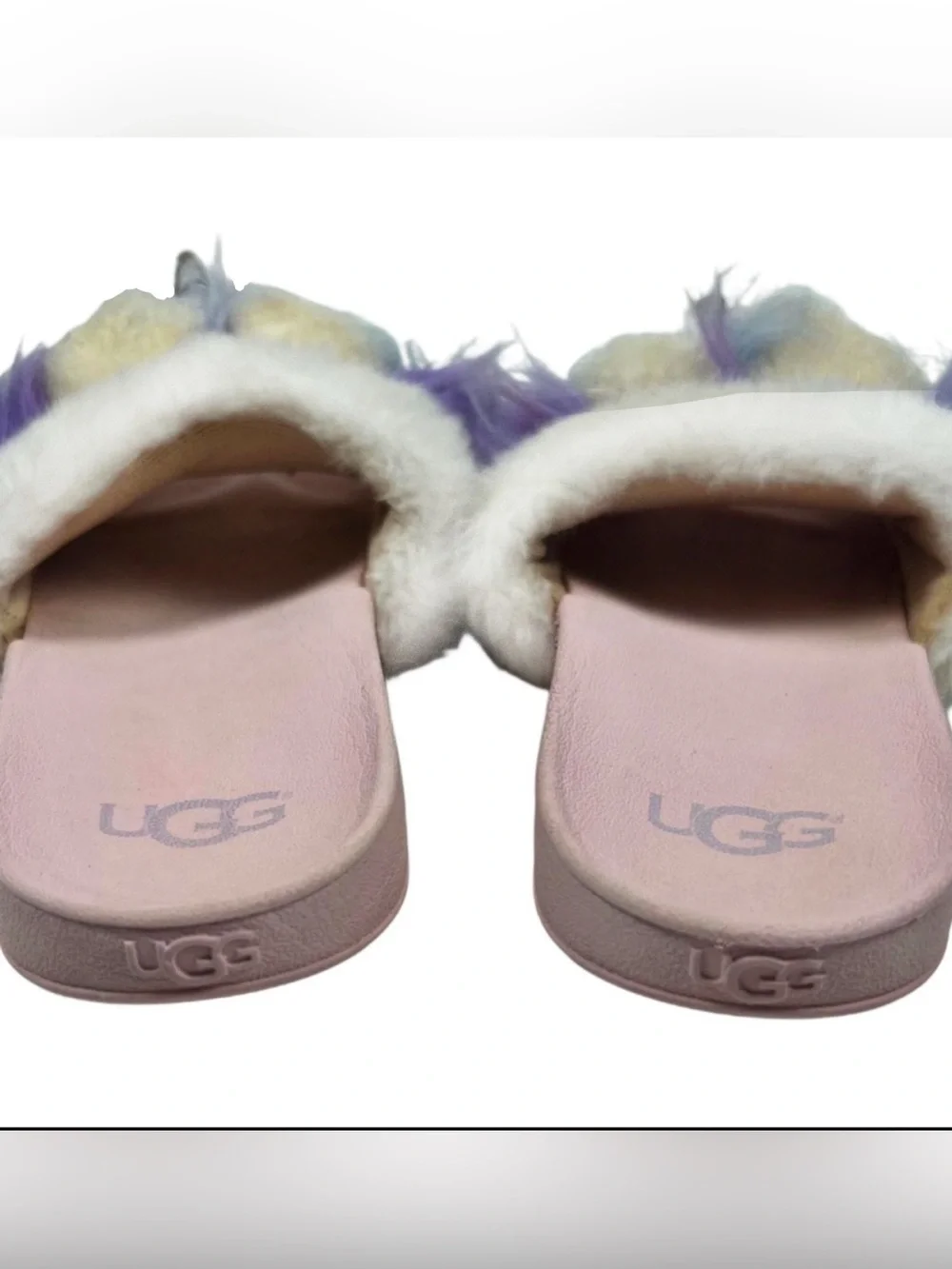 UGG Pastel Pink Fluffy Unicorn Slide Slipper Sz 13